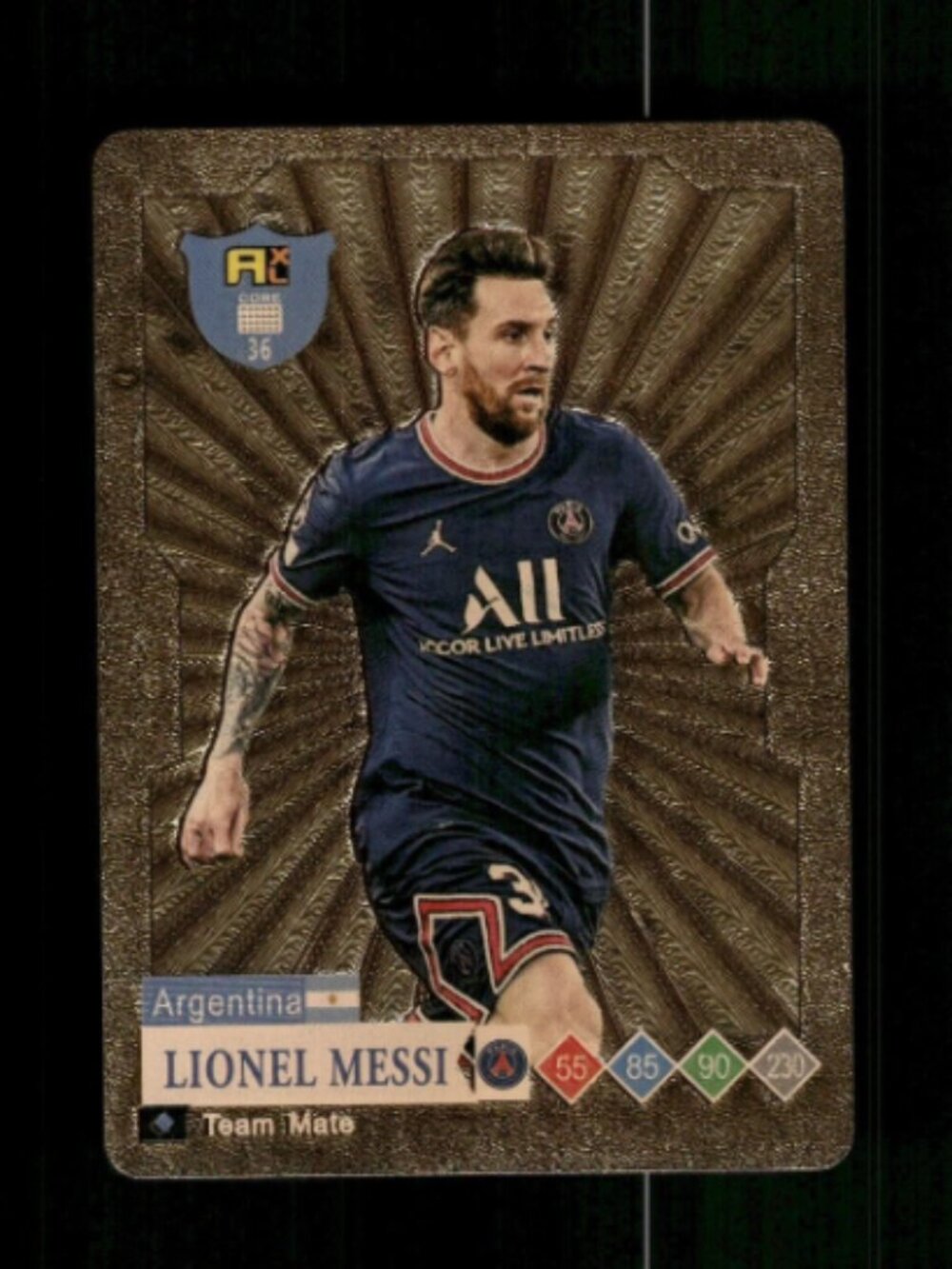 METALLIC GOLD Lionel MESSI Card MESSI Soccer Card ARGENTINA FIFA WORLD CUP